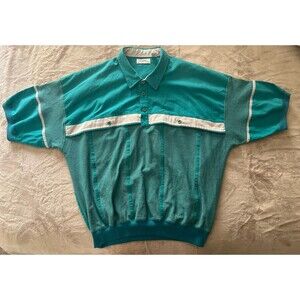 VTG Alexxus Polo Shirt Banded Waist 90’s 80’s Grandpa Men’s SZ L Preppy Rad Cool